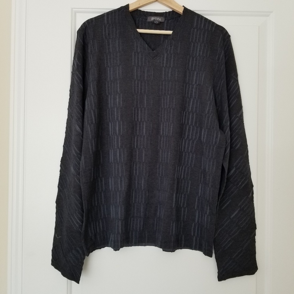Kenneth Cole Men's Textured V-Neck Long Sleeve Top Shirt Size Large